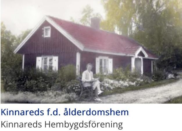 Äldre fotografi av det röda huset Kronan, Kinnareds tidigare ålderdomshem i Nädhult