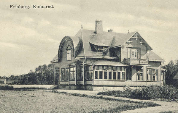 Historiskt vykort från omkring 1920: Friaborg, Kinnared