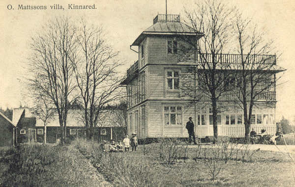 Historiskt vykort från omkring 1915: O. Mattsons villa, Kinnared